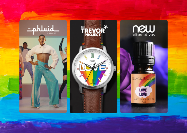 Rainbow background with three images from brands (thumbnail)