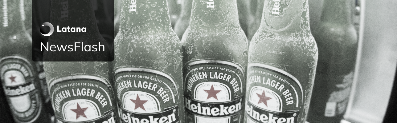 Black & white image of Heineken beers in fridge (cover image)
