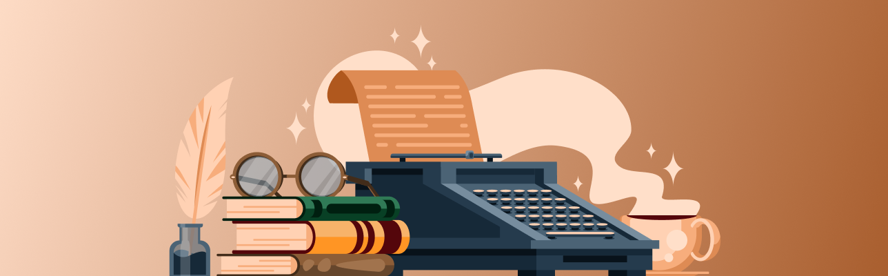 Illustration of a typewriter with books [Cover Image]