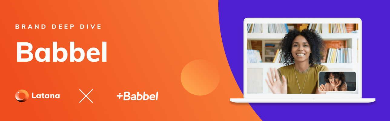 Latana x Babbel logos with woman on computer screen (Cover Image)