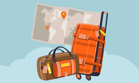 Illustration of two suitcases and map (thumbnail)