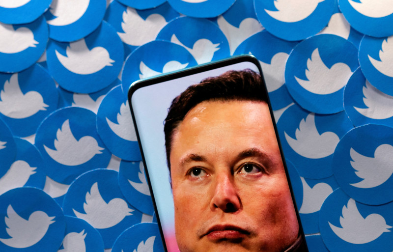 Image of Elon Musk with Twitter logos [Article Image]