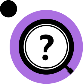 Magnifying glass over a question mark purple-black