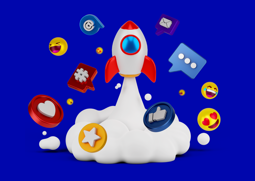 Rocket ship with icons [Thumbnail]