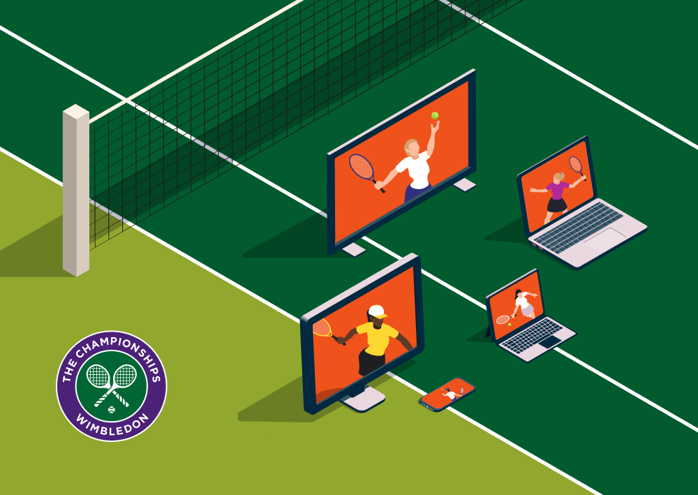 Wimbledon-mania cover image featuring many screens showing tennis games