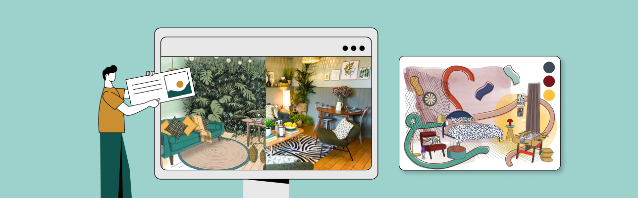 Illustration of a desktop with images (cover image)