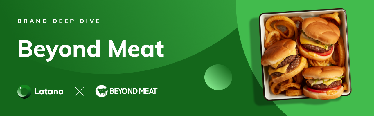 Beyond Meat logo & Latana logo on green background with image of a burger (Cover Image)