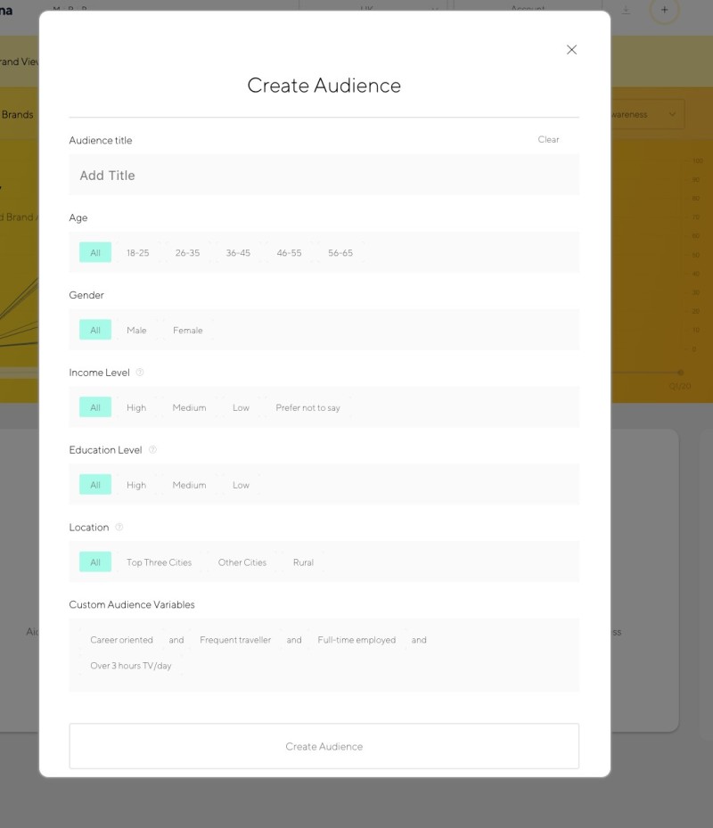 Latana Brand Analytics Audience Builder