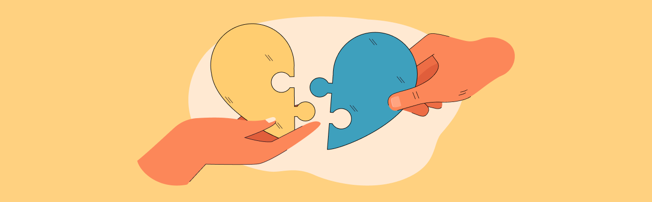 Illustration of two puzzle pieces in the shape of a heart [Cover Image]