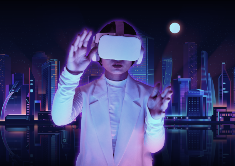 Image of a women in VR goggles [Thumbnail]