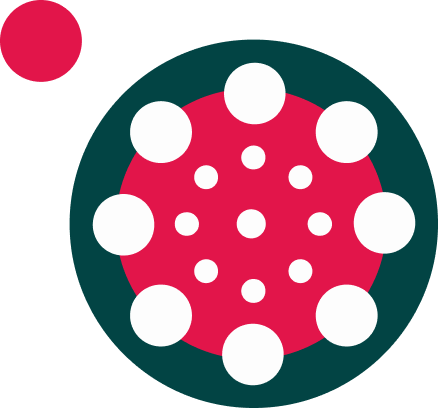 Round green red illustration with white circles
