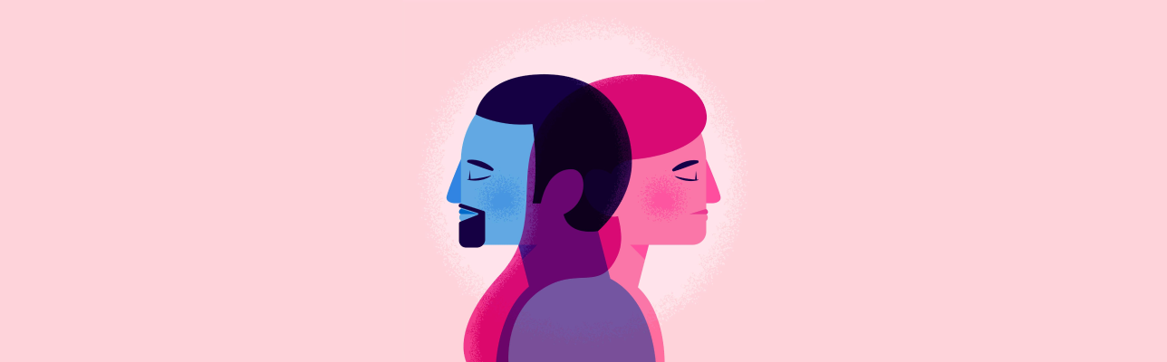 Illustration of a man and woman in blue and pink (cover image)