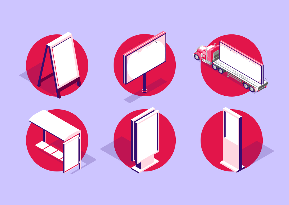 Illustration of various Out of Home Ads (Thumbnail)