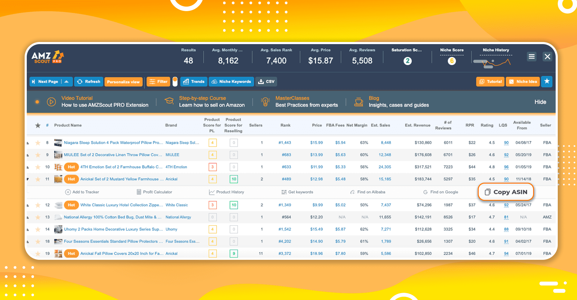 Sie finden die ASIN-Nummer in AMZScout PRO Extension