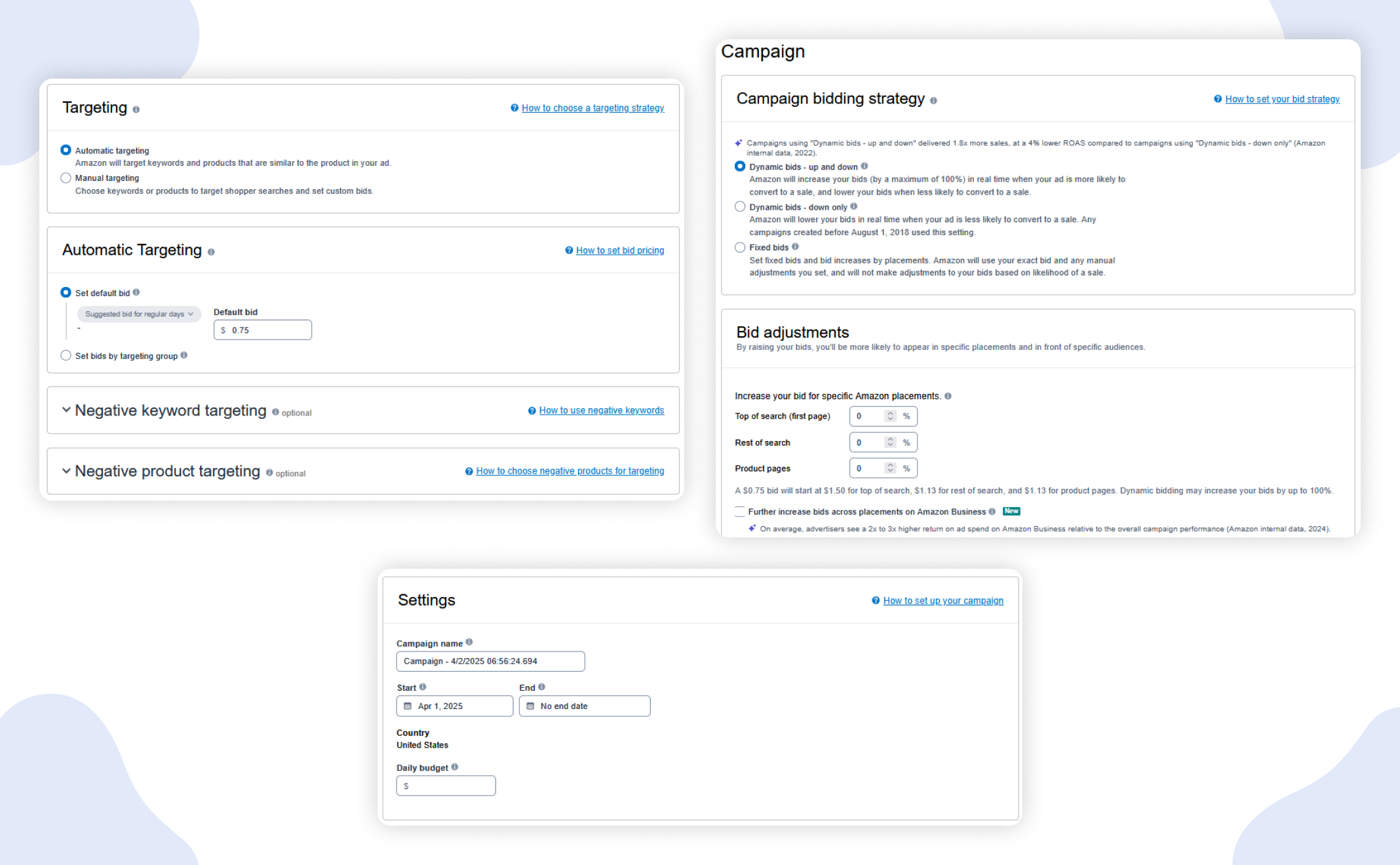 How to Set Up a Sponsored Products Ad - steps 4, 5, 6