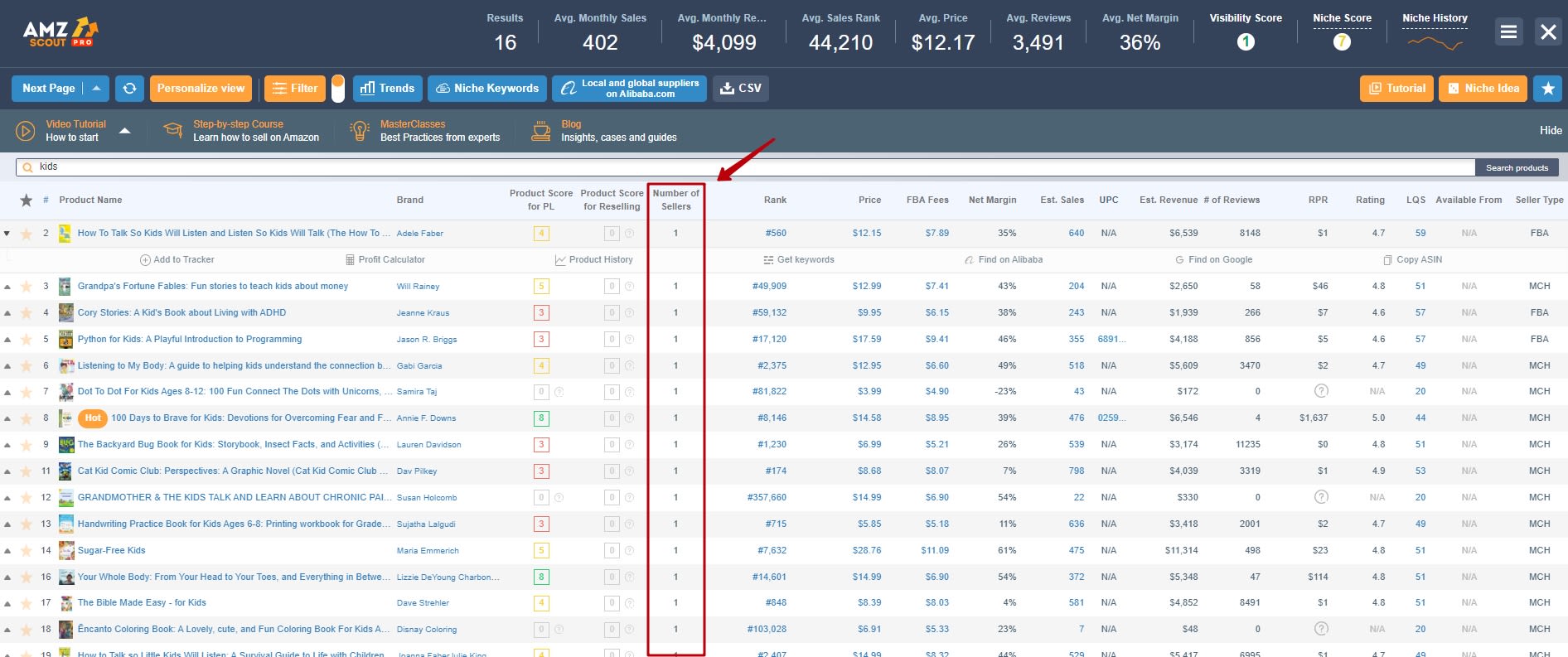 How to use AMZScout to check the number of sellers