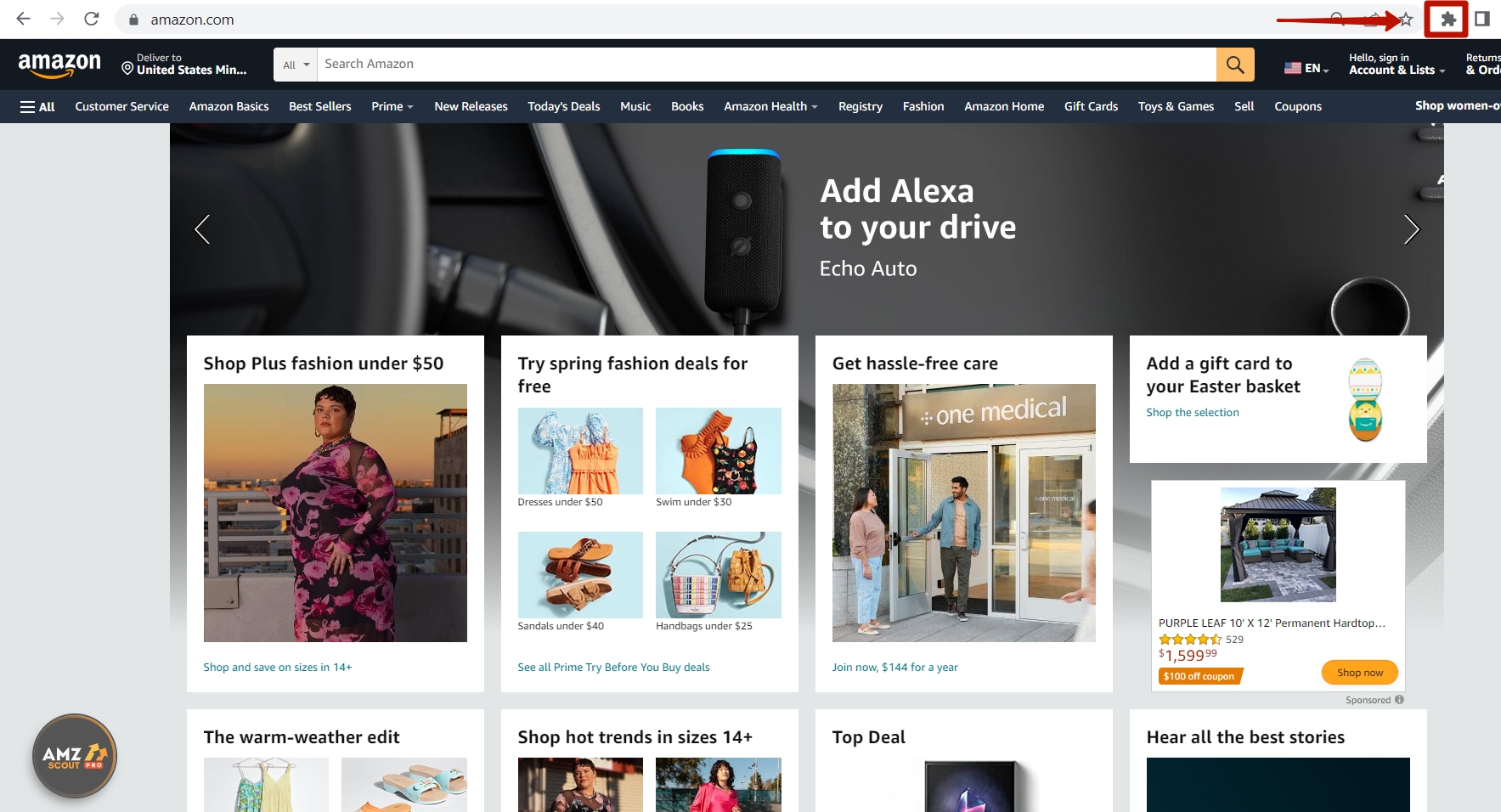 Open AMZScout Pro Extension on Amazon