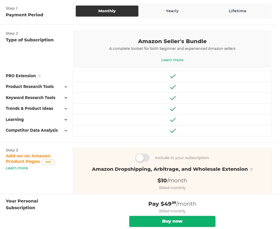 Pricing of AMZScout Product Research Tools