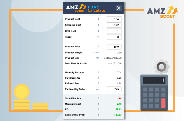 Seller fees calculator from AMZScout
