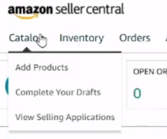 How to open Catalog tab in Amazon seller central