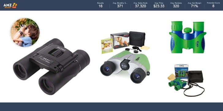 Trending Niches Product Research by AMZScout Binoculars