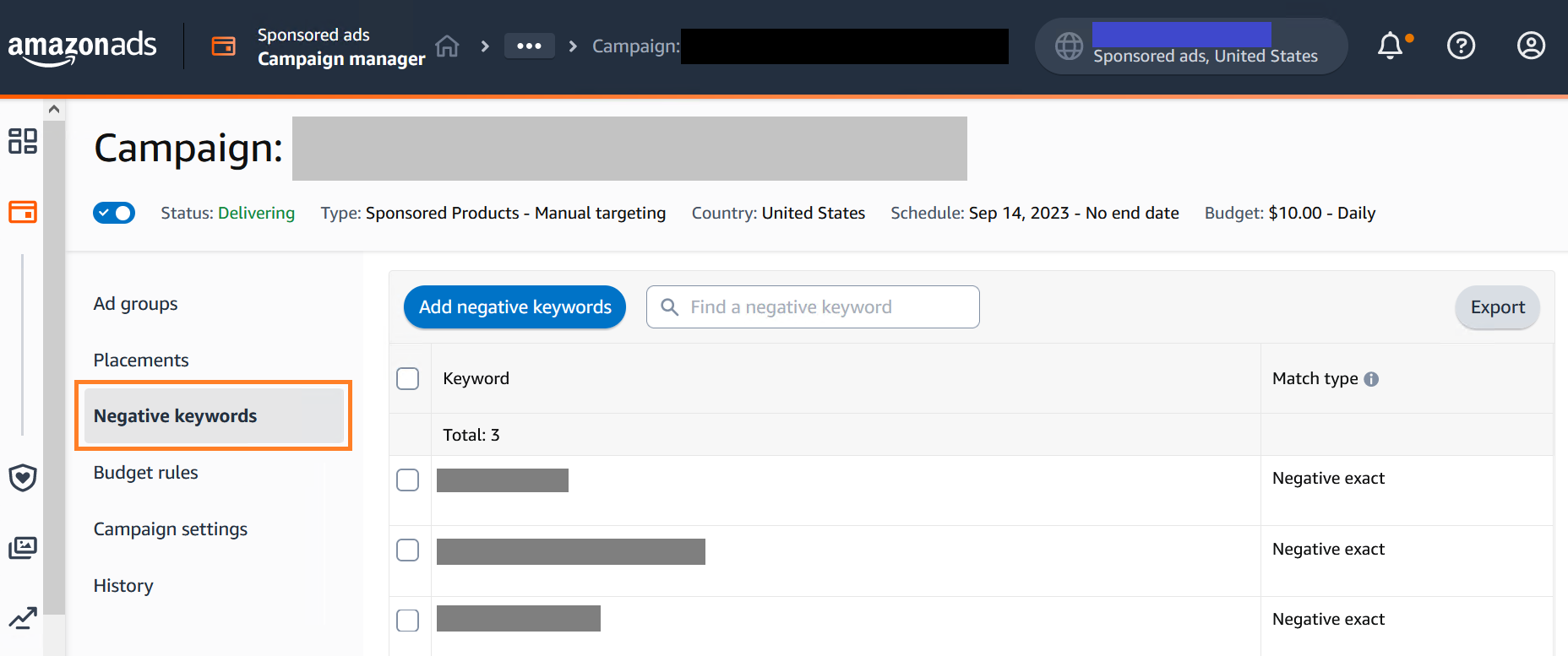 negative keywords negative keywords