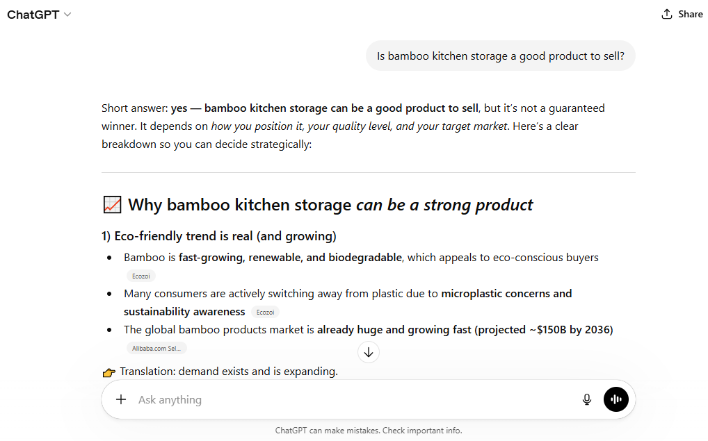 screenshot from ChatGPT