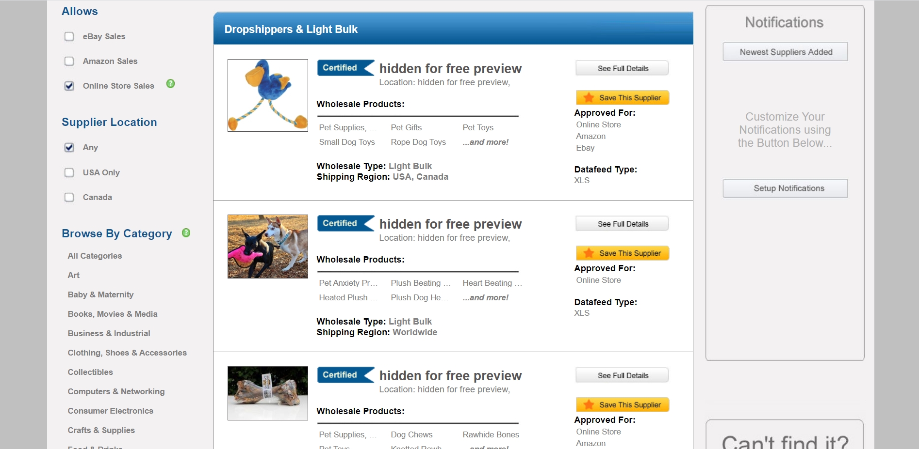 Find US dropshipping suppliers with directories