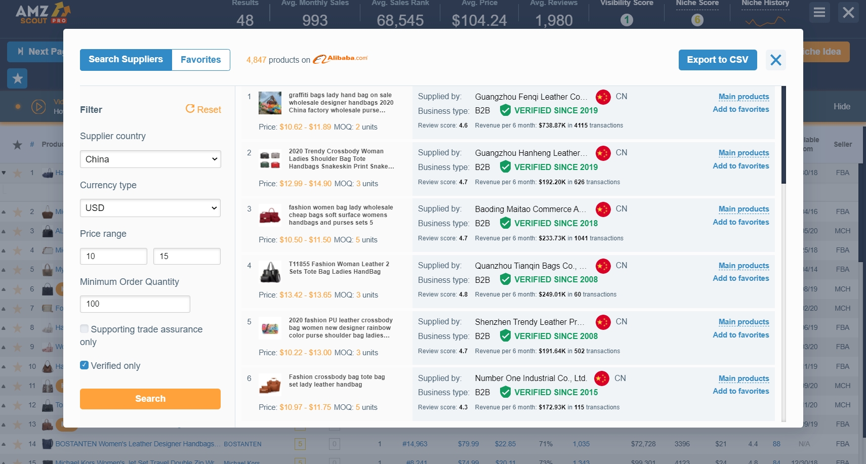 Use AMZScout to find suppliers for an Amazon store