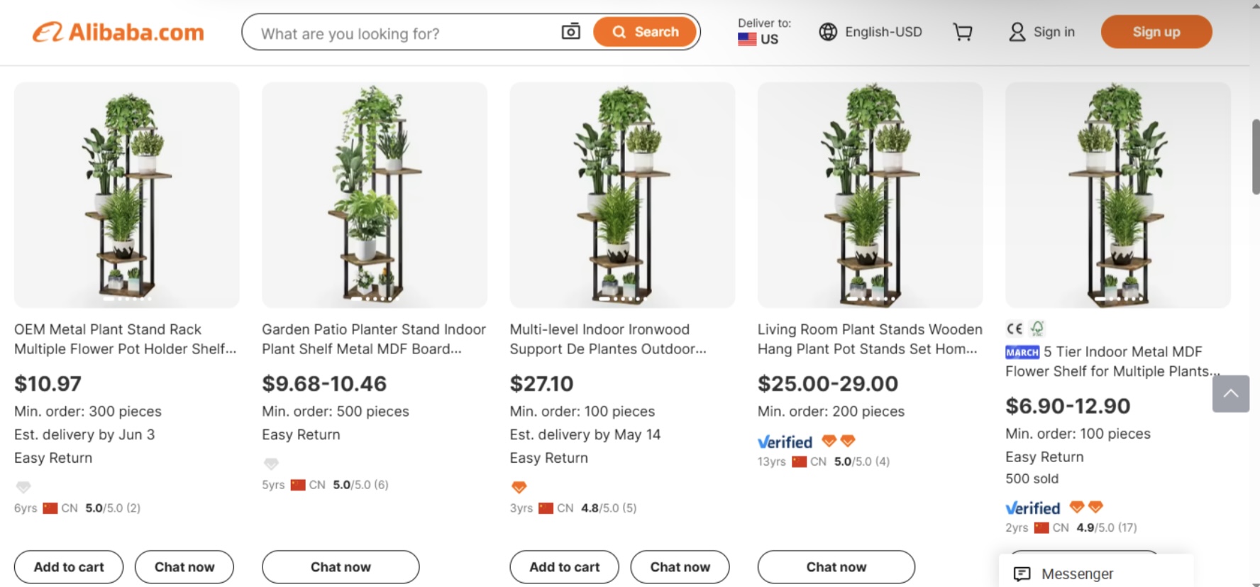 5 Tier Indoor Metal Flower Shelf on Alibaba