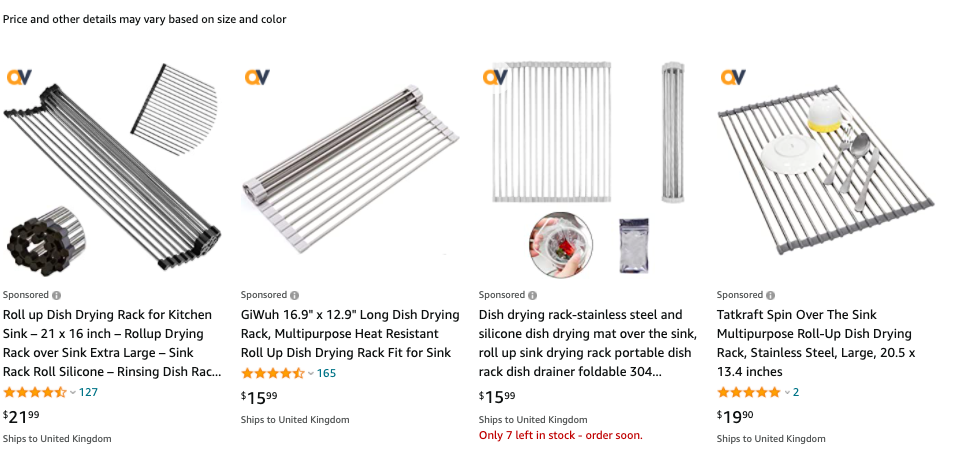 Example of Amazon advertising