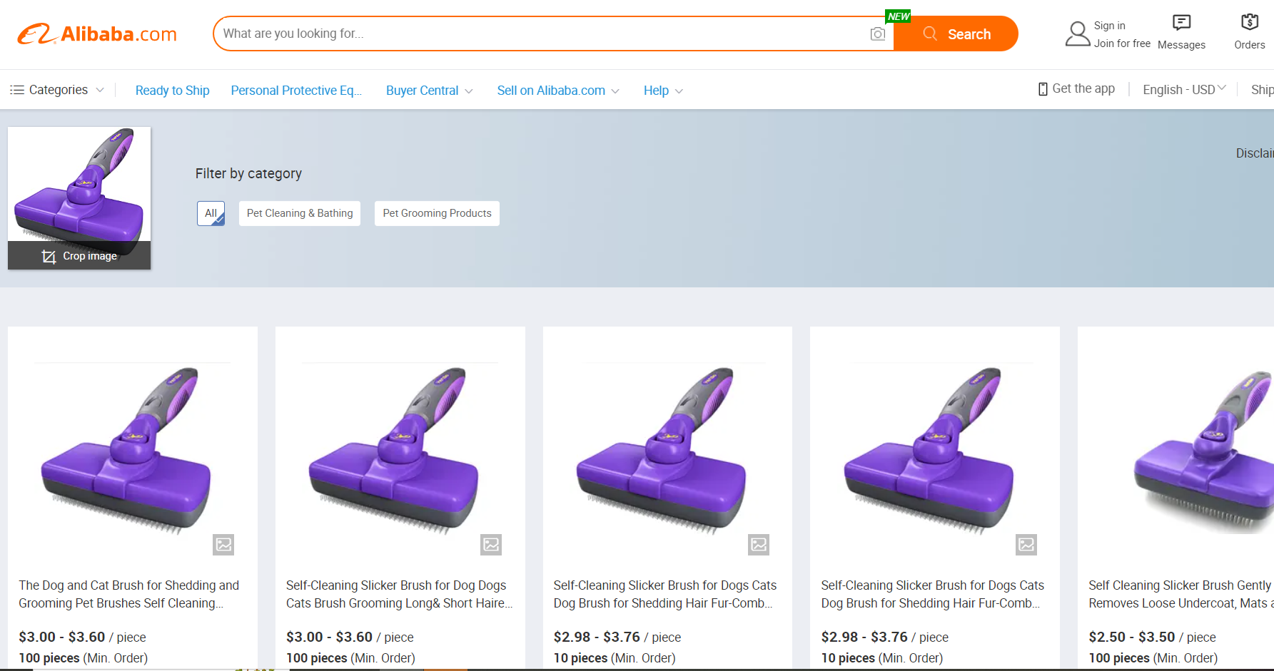 Hertzko Self-Cleaning Slicker Brush on Alibaba