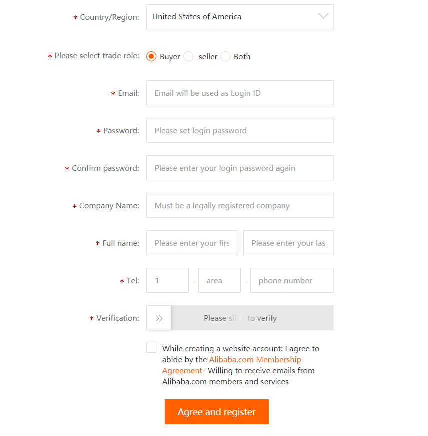 How to create an Alibaba account