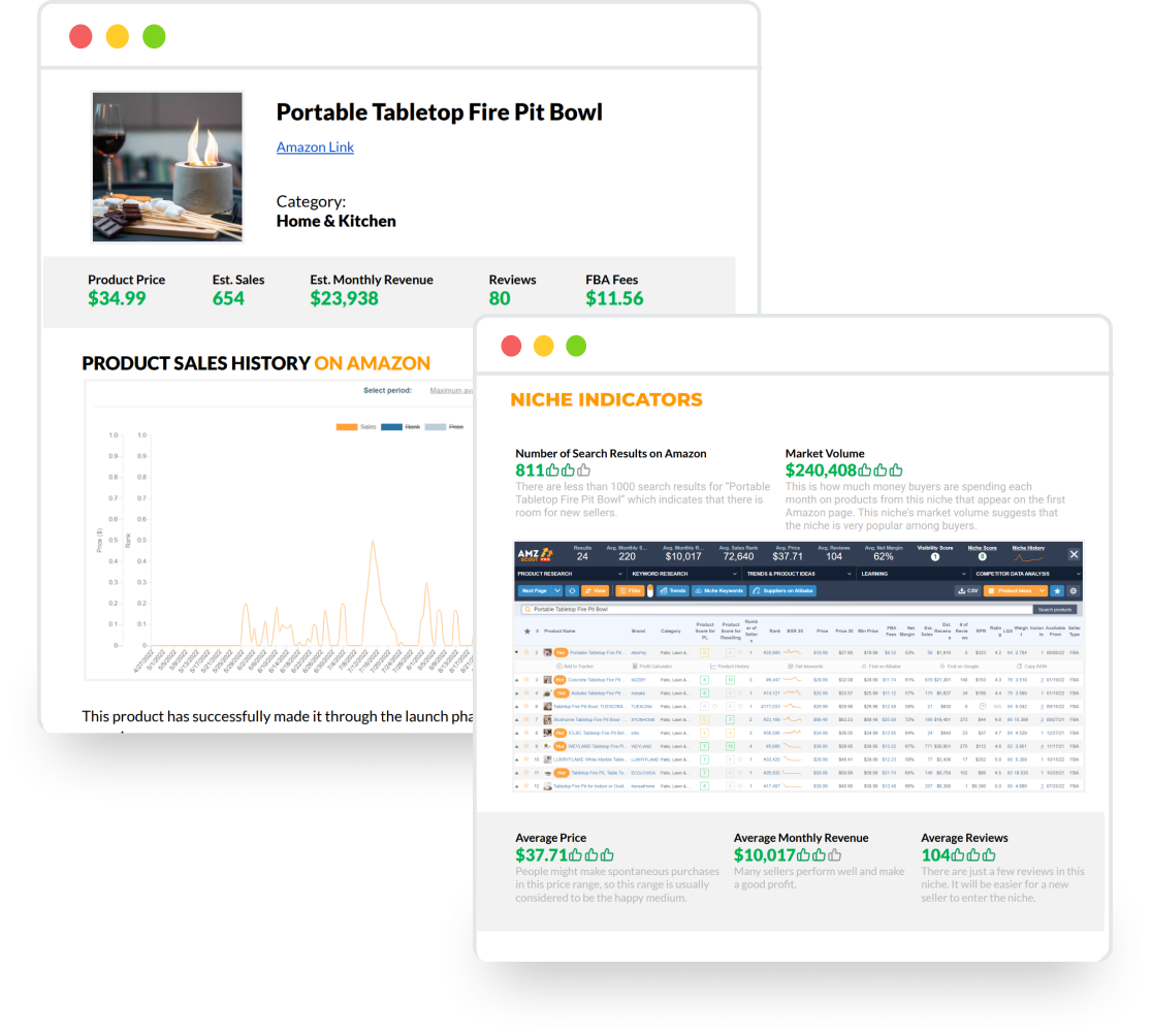How does Sellerhook`s product report looks like