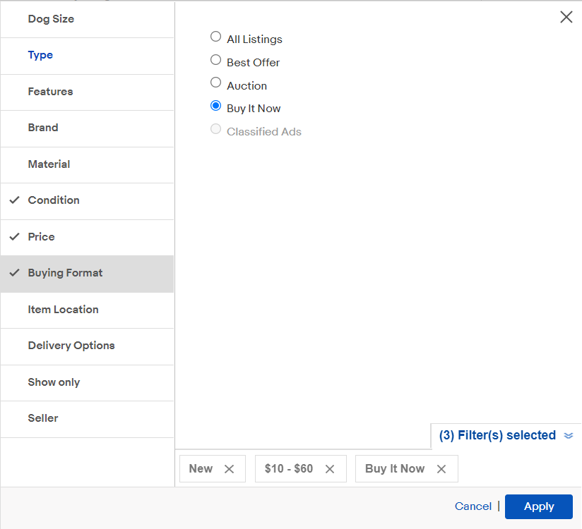 How to find the best items to sell on Ebay select filters