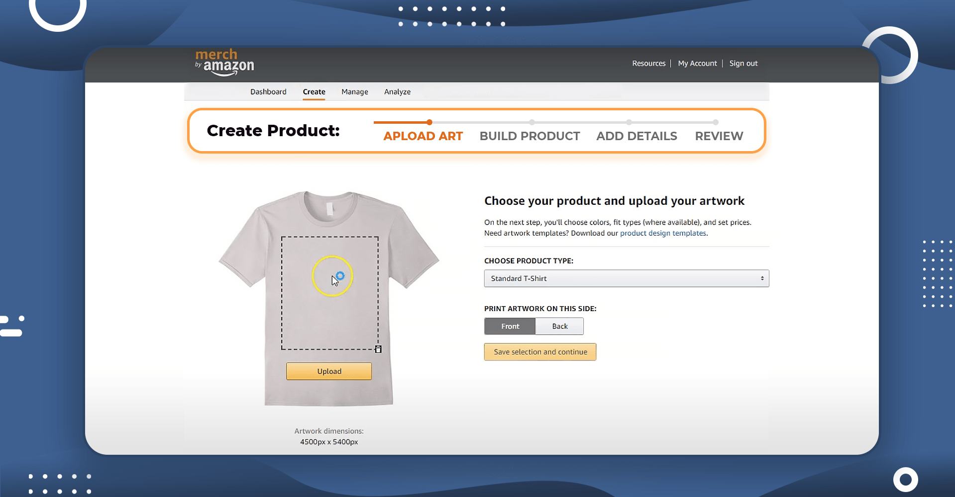 Create a new product in Merch by Amazon