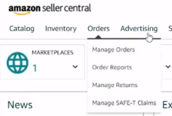 How to open Orders tab in Amazon seller central 