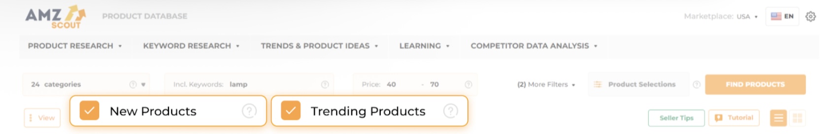 Database New and Trending Products 
