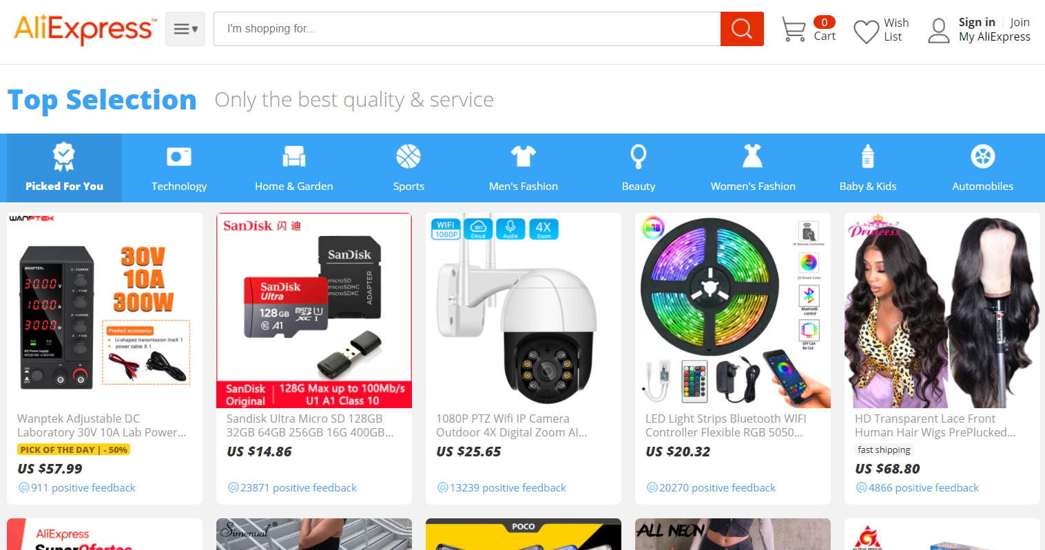 Best selling products on Aliexpress