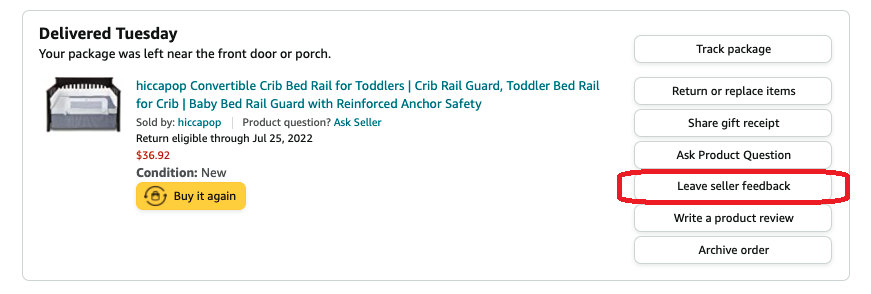 How to leave Amazon seller feedback