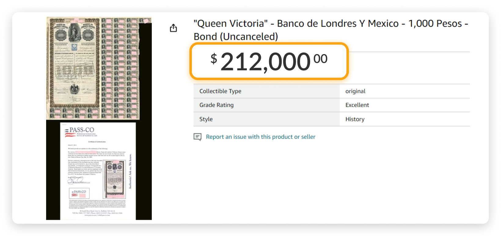 Most Expensive Items on Amazon: Queen Victoria - Banco de Londres Y Mexico - 1,000 Pesos Most Expensive Items on Amazon: Queen Victoria - Banco de Londres Y Mexico - 1,000 Pesos