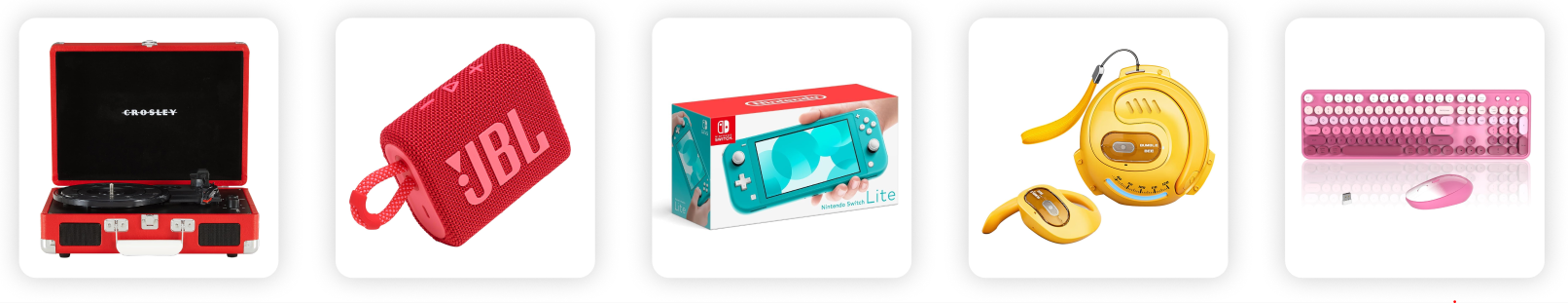 Examples of Electronics in vibrant colors