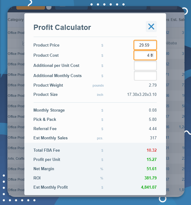 How to calculate FBA fees with AMZScout