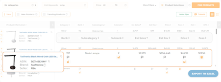 AMZScout Product Database Results Analyze AMZScout Product Database results