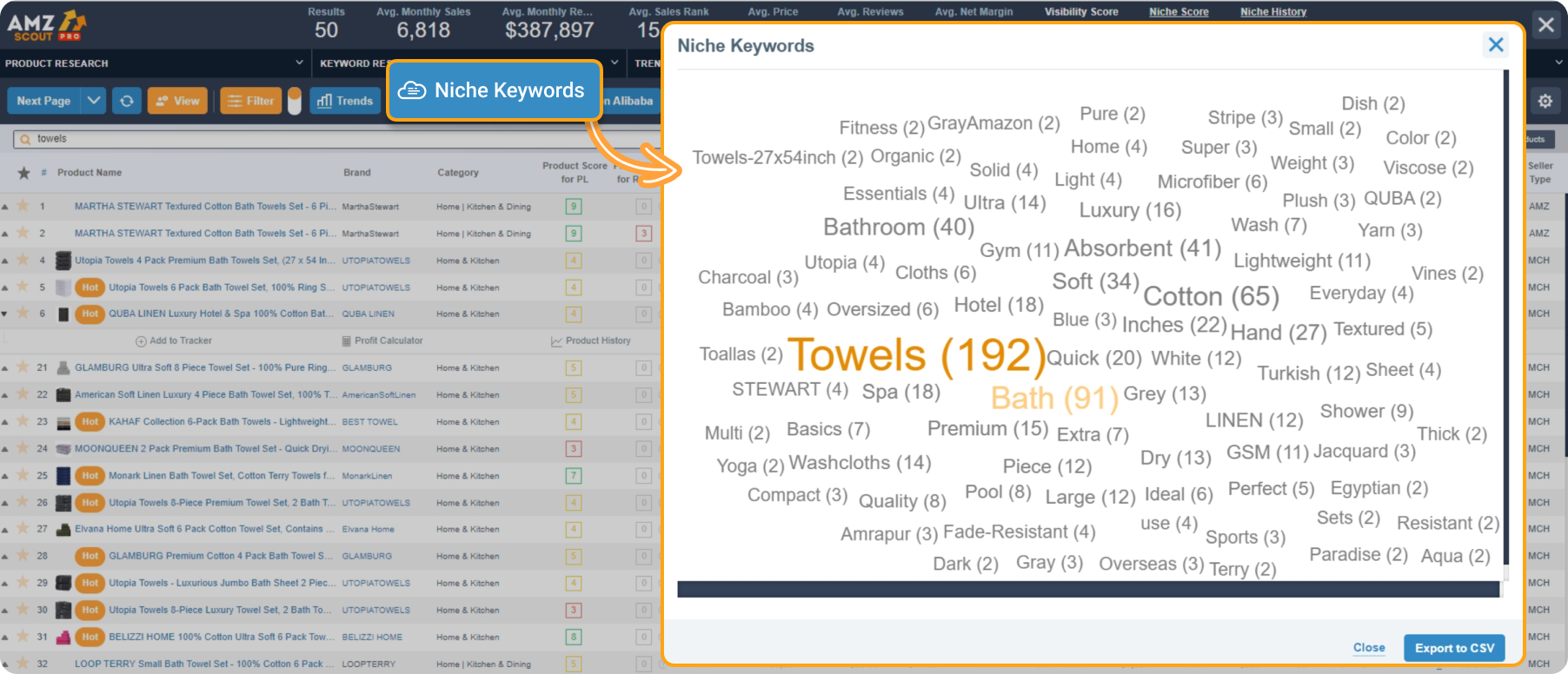 Where to find AMZScout Niche Keywords