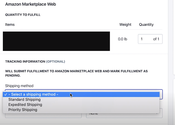 Choosing shipping method for Shopify Amazon integration 