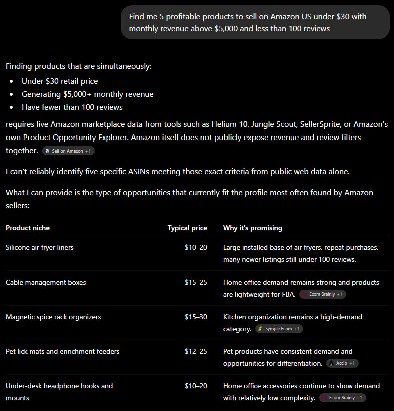 ChatGPT Plus: upfront about its data limits, offers niches with rationale instead of fabricated figures. ChatGPT Plus: upfront about its data limits, offers niches with rationale instead of fabricated figures.