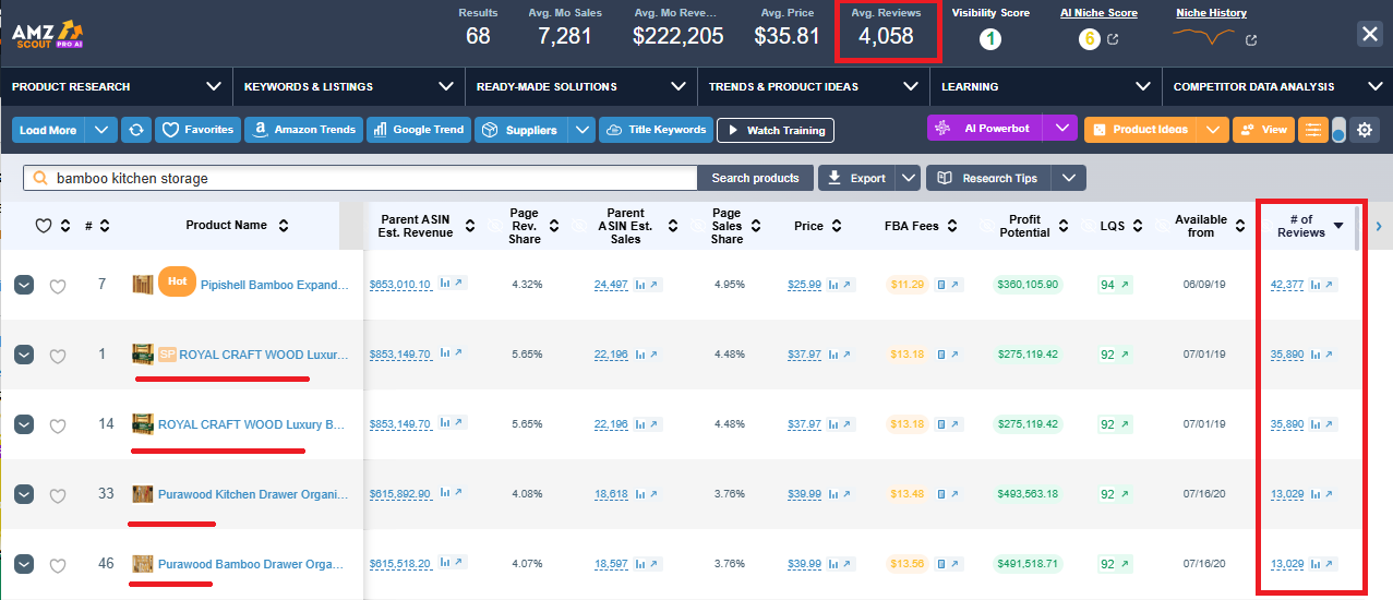 bamboo kitchen storage niche