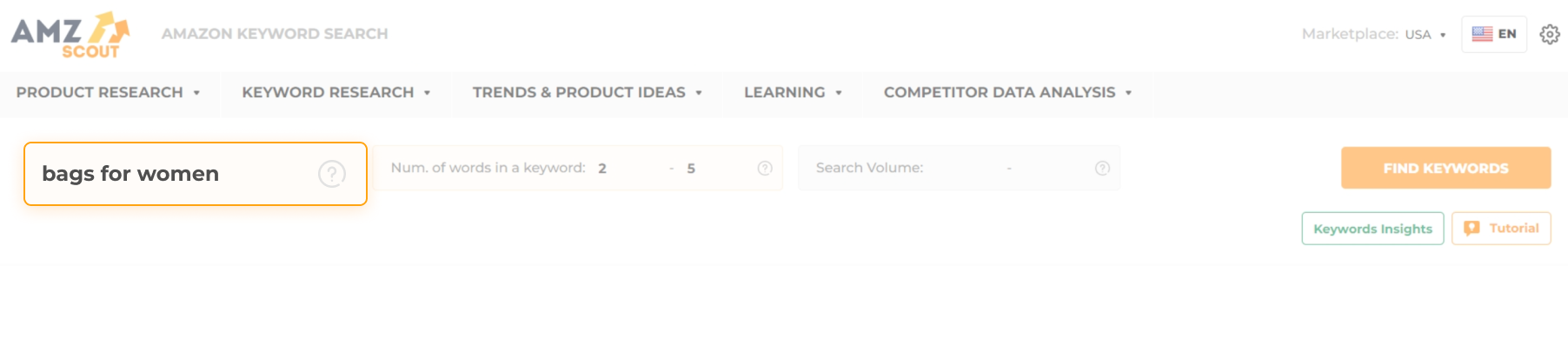 AMZScout Keyword Research Example