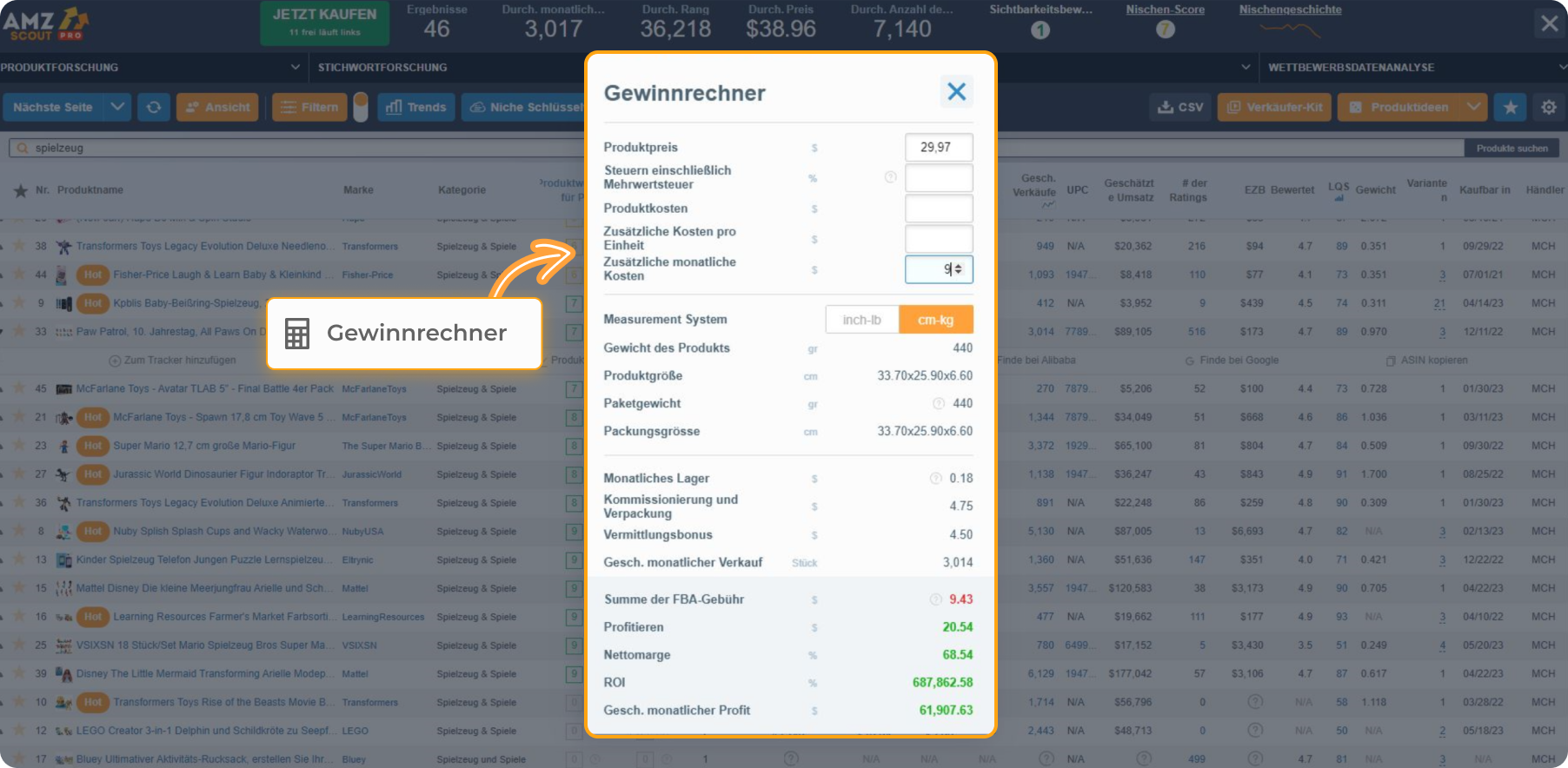 So verwenden Sie den AMZScout-Gewinnrechner